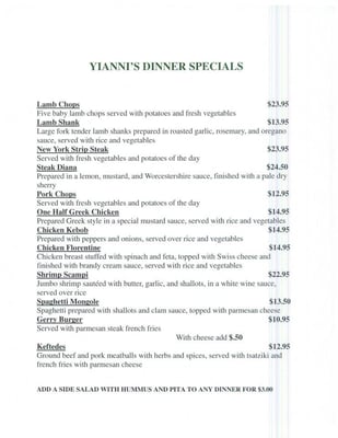 Menu photo 7 Yianni's Bar & Grill Carmichael, CA