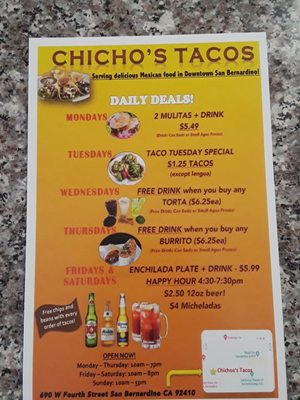 Menu photo 2 Chicho's Tacos San Bernardino, CA Menu photo 2 Chicho's Tacos San Bernardino, CA