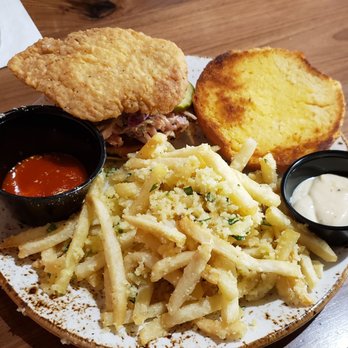 Jolly Pumpkin Taphouse - Perfect fried chicken sandwich and truffle fries - Gastropubs Near Me - Detroit, Michigan