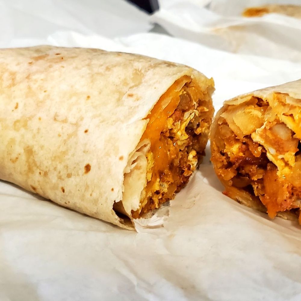 Maiz Cafe - My Chorizo Burrito (hasbrowns, cheese) Delish! - Mexican Near Me - Rialto, California