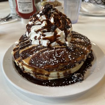 More Than Waffles - Oreo full stack pancakes. Comes with chocolate sauce, Oreo chips and whipped cream - Breakfast & Brunch Near Me - Encino, California