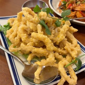 Pandan Leaf - S1. / Salted Egg Yolk with Crispy Golden Fried Calamari - Malaysian Near Me - Houston, Texas Pandan Leaf - S1. / Salted Egg Yolk with Crispy Golden Fried Calamari - Malaysian Near Me - Houston, Texas