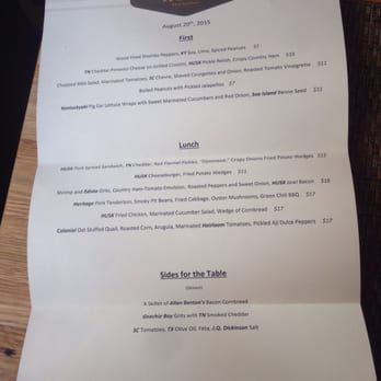 Husk - Lunch menu - American Near Me - Charleston, South Carolina