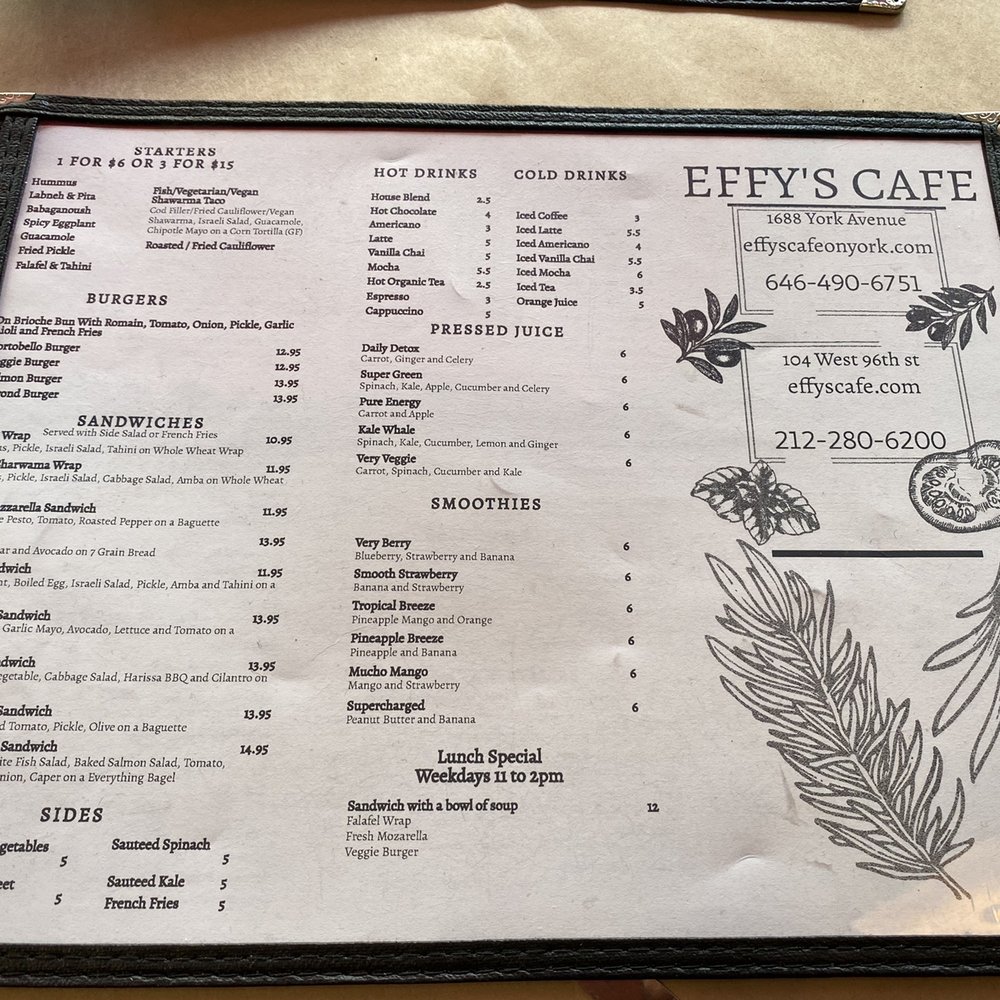 Effy's Cafe - Menu - Cafes Near Me - New York, New York Effy's Cafe - Menu - Cafes Near Me - New York, New York