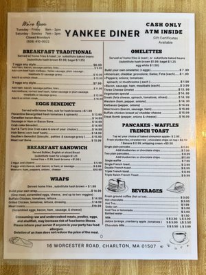 Menu photo 2 Yankee Diner Charlton, MA