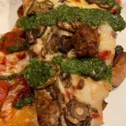 Mushroom Sausage with Creamy Pesto.