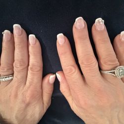 Nail Gallery Spa - My French manicure 3 weeks prior to the next picture - yes, 3 weeks with a plain flower and crystal