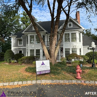 Exterior Painting - Before we could bring this exterior to life with fresh paint, our team had to tackle essential carpentry repairs. From replacing damaged wood trim to reinforcing weathered areas, we made sure the structure was solid and prepped for long-term results. Only then did we move forward with a clean, durable exterior paint job that not only looks beautiful but is built to last. At Triangle’s, quality starts beneath the surface, and it shows in every detail.