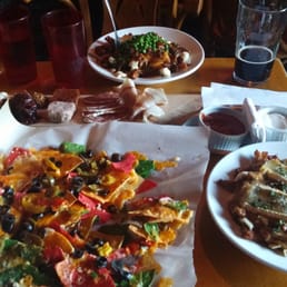 Plat de fromage et charcuterie (middle), small nachos for 1 (front), Galvaude (back), Poutiflette (right) Plat de fromage et charcuterie (middle), small nachos for 1 (front), Galvaude (back), Poutiflette (right)