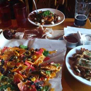 Broue Pub Brouhaha - Plat de fromage et charcuterie (middle), small nachos for 1 (front), Galvaude (back), Poutiflette (right) - Pubs Near Me - Montreal, Quebec Broue Pub Brouhaha - Plat de fromage et charcuterie (middle), small nachos for 1 (front), Galvaude (back), Poutiflette (right) - Pubs Near Me - Montreal, Quebec