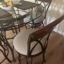 Reupholstery complete on seat of my dining chairs