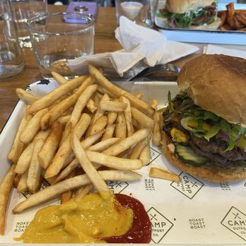 Camp Outpost - Burger regular fries. I like mustard - New American Near Me - Springdale, Utah