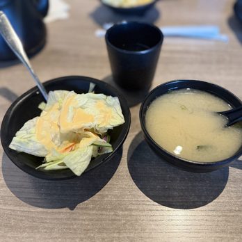 Sushi Rock & Grill - Salad, Miso Soup, and Hot green tea. - Sushi Bars Near Me - Gilbert, Arizona