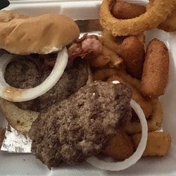 Double Burger Tray with Hush Puppies & Onion Rings and a Coke 5/25/26