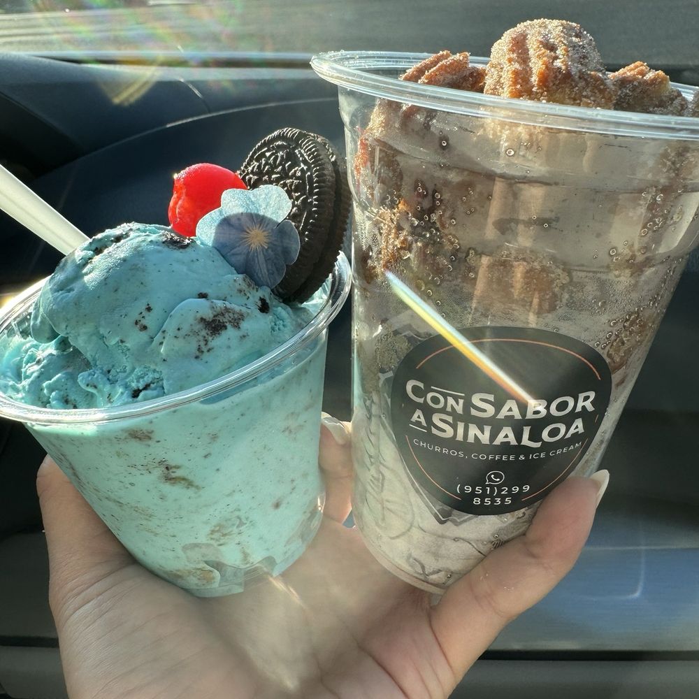 Con Sabor A Sinaloa - Cookie Monster Ice Cream and churro bites - Desserts Near Me - Riverside, California Con Sabor A Sinaloa - Cookie Monster Ice Cream and churro bites - Desserts Near Me - Riverside, California
