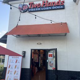 Exterior outside entrance of Two Hands Fresh Corn Dogs - San Diego, California Exterior outside entrance of Two Hands Fresh Corn Dogs - San Diego, California