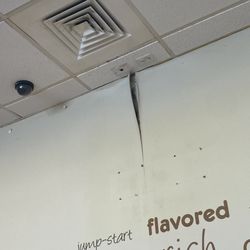 Dunkin' - Black mold behind wall paper, probably way more extensive then what can be seen.