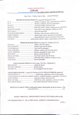 Menu photo 2 Pare's Power Pizza Matamata, WKO