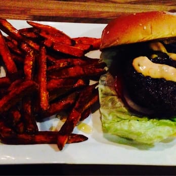 Eureka! - Original Eureka Burger, medium rare, with side of honey cinnamon sweet potato fries. - American Near Me - Berkeley, California