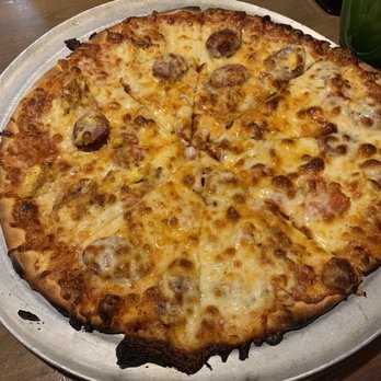 San Pedro Cafe - Breakfast pizza with jalapeño cheddar sausage - Seafood Near Me - Hudson, Wisconsin