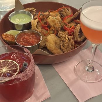 The Surfing Fox - Fritto Misto , Prickly Pear and yuzu - New American Near Me - Santa Monica, California The Surfing Fox - Fritto Misto , Prickly Pear and yuzu - New American Near Me - Santa Monica, California