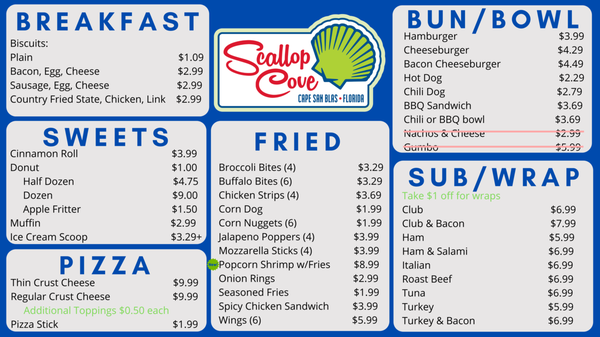Menu photo 2 Scallop Cove Port Saint Joe, FL Menu photo 2 Scallop Cove Port Saint Joe, FL