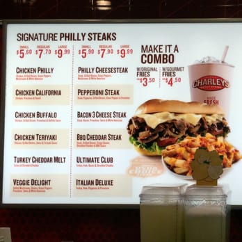 Charleys Cheesesteaks - Menu Board 1 of 2 - Sandwiches Near Me - Overland Park, Kansas Charleys Cheesesteaks - Menu Board 1 of 2 - Sandwiches Near Me - Overland Park, Kansas
