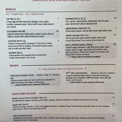 TAP Thai Cuisine - Menu - page 1