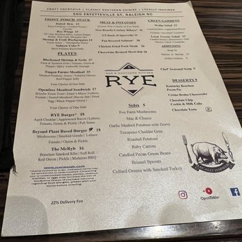 Rye Bar and Southern Kitchen - Menu - Southern Near Me - Raleigh, North Carolina Rye Bar and Southern Kitchen - Menu - Southern Near Me - Raleigh, North Carolina