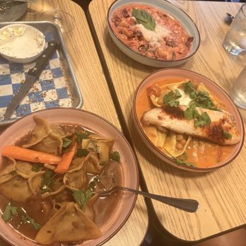 Gveenah - Oxtail Ravioli, Moroccan Style Fish, Cheese Ravioli with Beetroot Cream Sauce - Mediterranean Near Me - West Hartford, Connecticut Gveenah - Oxtail Ravioli, Moroccan Style Fish, Cheese Ravioli with Beetroot Cream Sauce - Mediterranean Near Me - West Hartford, Connecticut