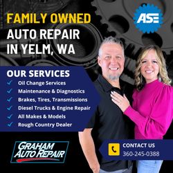 Graham Auto Repair - Family-owned auto repair in Yelm, WA! We offer oil changes, brakes, diagnostics, diesel & transmission repair, Rough Country upgrades.