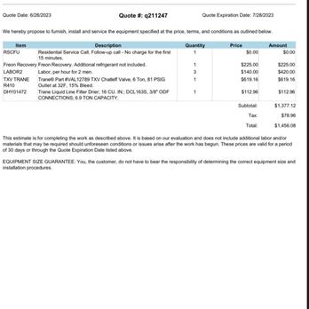 A/C Works - Cont. proposal evidence of overpriced services. - Heating & Air Conditioning/HVAC Near Me - McKinney, Texas