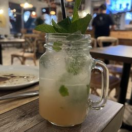 Mojito with strawberry simple syrup