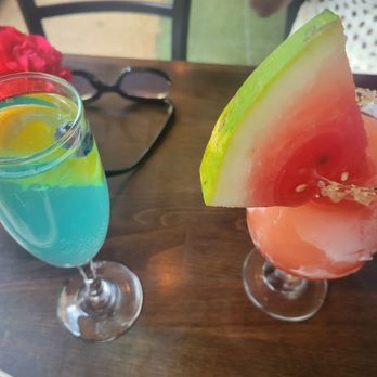 Taste Kitchen Bar - Tropical Punch Mimosa and some watermelon drink - Breakfast & Brunch Near Me - Houston, Texas Taste Kitchen Bar - Tropical Punch Mimosa and some watermelon drink - Breakfast & Brunch Near Me - Houston, Texas