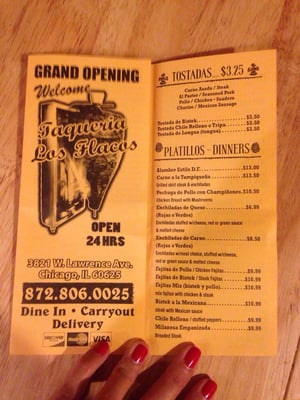 Menu photo 2 Taqueria los flacos Chicago, IL