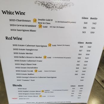 Verde Vineyards - Menu - Wine Tasting Room Near Me - Gilroy, California