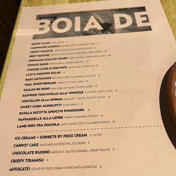 Boia De - Menu - Italian Near Me - Miami, Florida