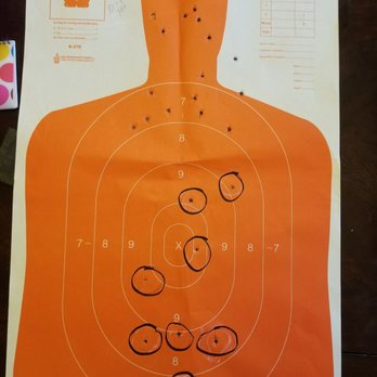 Baker Range - Shared target with son's girlfriend (her's circled in black from 7 yards) mine from 10-15 yards... - Gun/Rifle Ranges Near Me - Baker, Louisiana