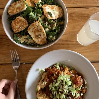 KAI - Our lunch of Green Goddess salad with halloumi and baked cauliflower - Coffee & Tea Near Me - Leicester, LCE