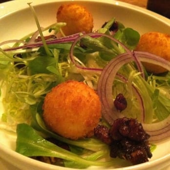 Aquavit - HOT-SMOKED GOAT CHEESE SALAD: caramelized walnuts, apple and thyme vinaigrette - Scandinavian Near Me - New York, New York