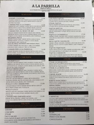 Menu photo 6 A La Parilla Bartlesville, OK