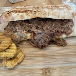 Tostones Cafe - Cuban sandwich with plantain chips.