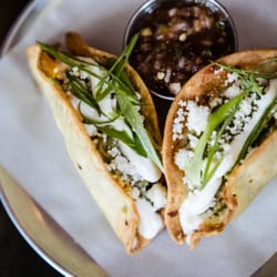 Basin 141 - Potato Tacos with fresh guacamole, crema, queso fresco and scallions