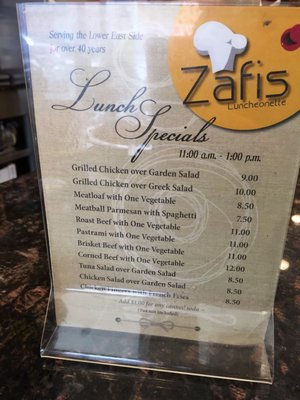 Menu photo 1 Zafis Luncheonette New York, NY Menu photo 1 Zafis Luncheonette New York, NY