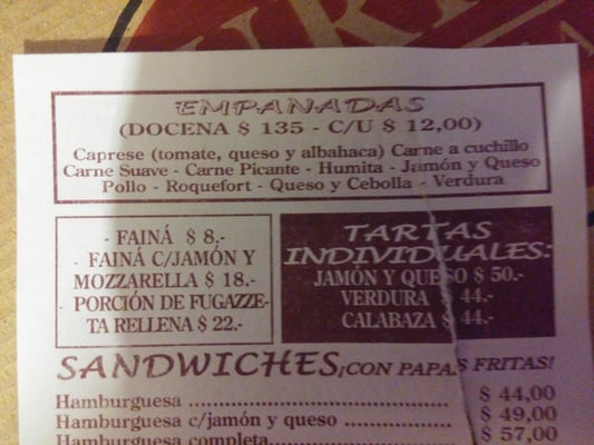 Menu photo 2 Uriburu Pizza Shop Buenos Aires, C Menu photo 2 Uriburu Pizza Shop Buenos Aires, C