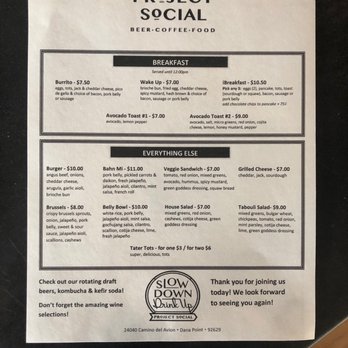 Project Social - Food menu - New American Near Me - Dana Point, California