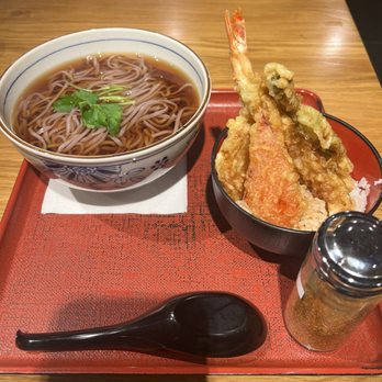 Shingen - Special combo with hot ube noodle and the tempura bowl. - Japanese Near Me - Honolulu, Hawaii