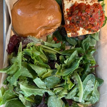 West End - Mushroom burger.. so yummy! And the salad complemented it well - Gastropubs Near Me - Santa Cruz, California