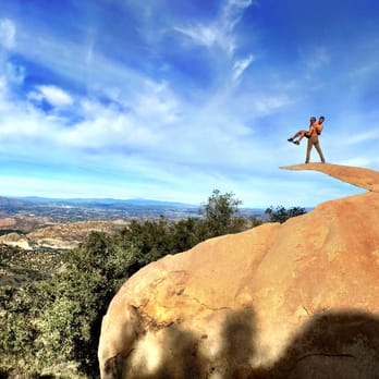Mount Woodson Trail - Kody pretending to throw me off Potato Chip Rock... Jerk - Hiking Near Me - Poway, California Mount Woodson Trail - Kody pretending to throw me off Potato Chip Rock... Jerk - Hiking Near Me - Poway, California