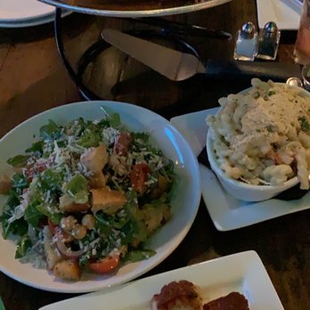 Rock Harbor Grill - BBQ chicken pizza (gluten-free dough), lobster Mac & Cheese, salad, and scallops. Skip the Mac & Cheese and pizza if it's gluten-free dough - Gastropubs Near Me - Orleans, Massachusetts